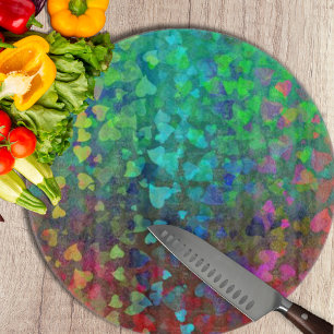 Planche À Découper Coeurs tombants rouge et vert