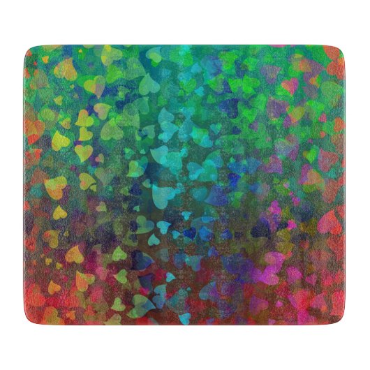 Planche À Découper Coeurs tombants rouge et vert (Devant)