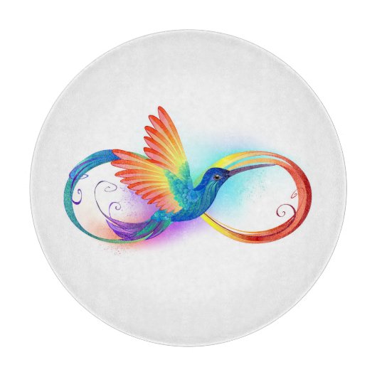 Planche À Découper Colibri arc-en-ciel avec symbole Infinity (Devant)