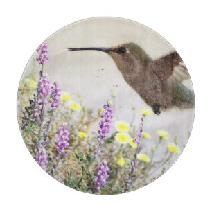 Planche À Découper Colibri et Fleurs Sauvages Art Numérique