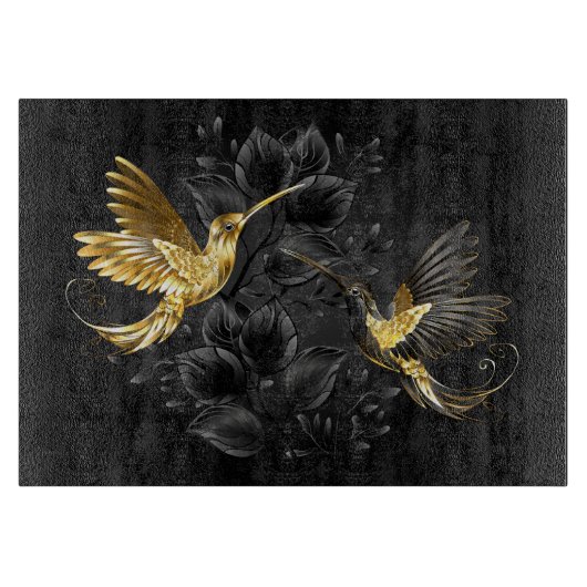 Planche À Découper Colibri noir et or (Devant)