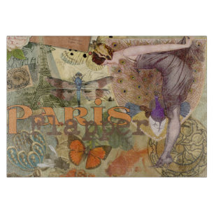 Planche À Découper Collage Art Déco Paon Flapper Paris Vintage