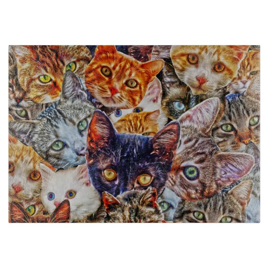 Planche À Découper Collage de chats colorés (Devant)