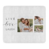 Planche À Découper Collage moderne Couple Photo & Live Love Laugh Cad (Devant)