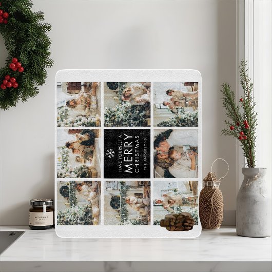 Planche À Découper Collage Moderne « Joyeux Noël » Multi-Photo