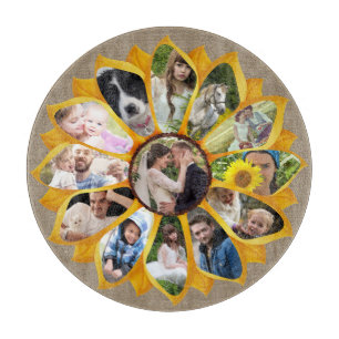 Planche À Découper Collage photo famille Sunflower Burlap 13 Photos F