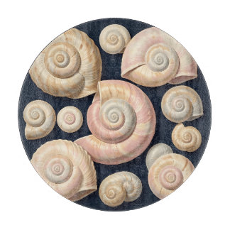 Planche À Découper Collection de coquilles marines spirales beige ros