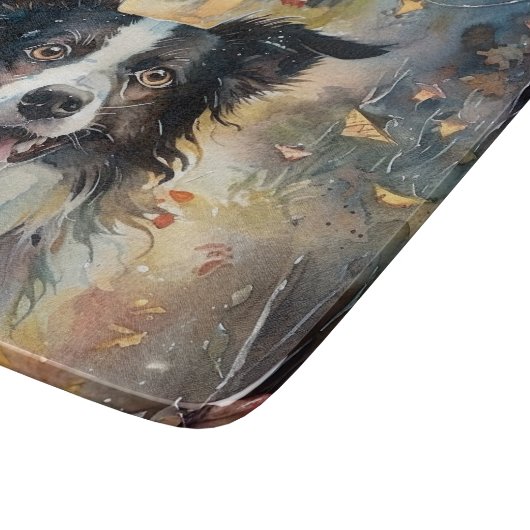 Planche À Découper Collie frontalier d'Halloween avec effroi Citrouil (Coin)