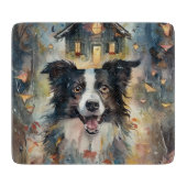 Planche À Découper Collie frontalier d'Halloween avec effroi Citrouil (Devant)