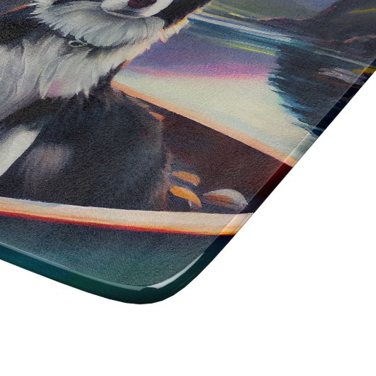 Planche À Découper Collie frontalier sur une pagaie : une aventure Pi (Coin)