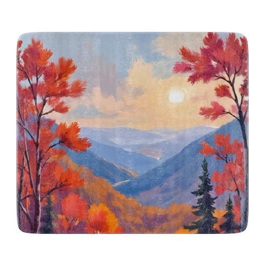 Planche À Découper Collines d'automne | Feuillage de feuilles d'autom (Devant)