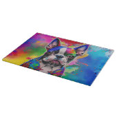 Planche À Découper Coloré Boston Terrier Peinture Splashes (Coin)