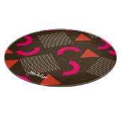 Planche À Découper Colorful Brown Fuchsia Geometric Personalized Name (Coin)