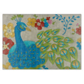 Planche À Découper Colorful Peacock et Fleurs (Devant)