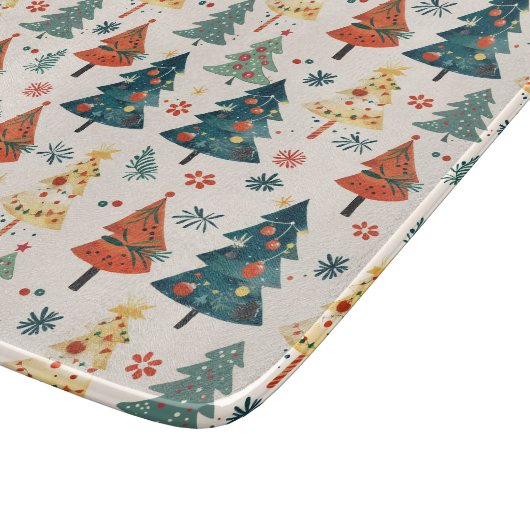 Planche À Découper Colourful Christmas Pine Trees Seamless Pattern (Coin)