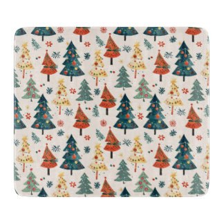 Planche À Découper Colourful Christmas Pine Trees Seamless Pattern
