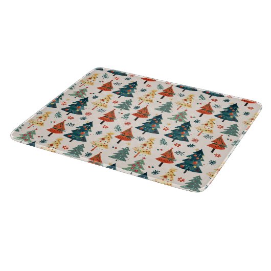 Planche À Découper Colourful Christmas Pine Trees Seamless Pattern (Coin)