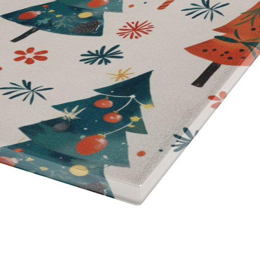 Planche À Découper Colourful Christmas Pine Trees Seamless Pattern (Coin)