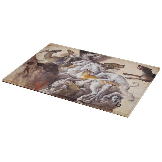 PLANCHE À DÉCOUPER COMPOSITION AVEC DES ANIMAUX, CHEVAUX D'ÉLEVAGE, C (Coin)