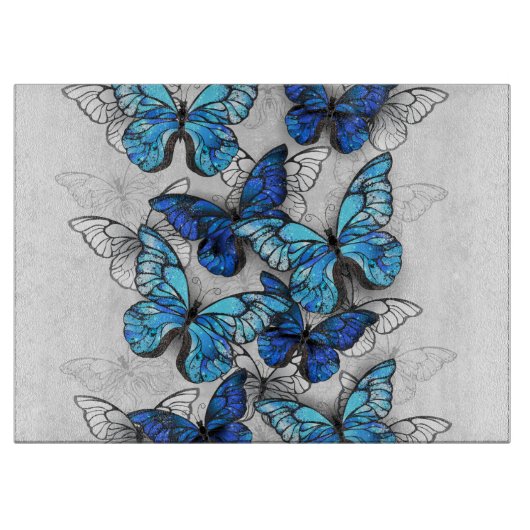 Planche À Découper Composition de papillons blancs et bleus (Devant)