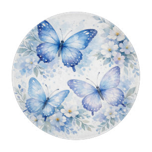 Planche À Découper Composition florale Papillon Bleu
