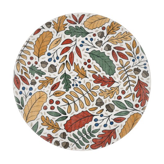 Planche À Découper Conception de Carré feuille couleur automne (Devant)