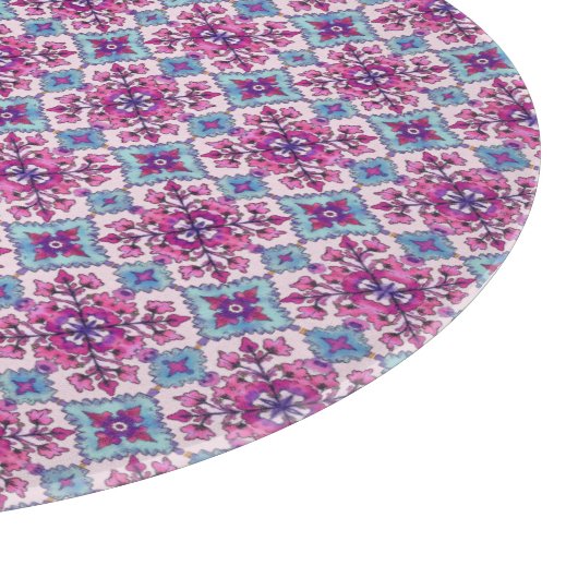 Planche À Découper Conception de carrelage rose et bleu (Coin)