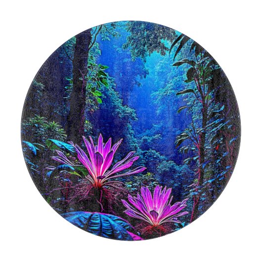 Planche À Découper Conception de Fleur de Jungle Lumineuse Mystique (Devant)