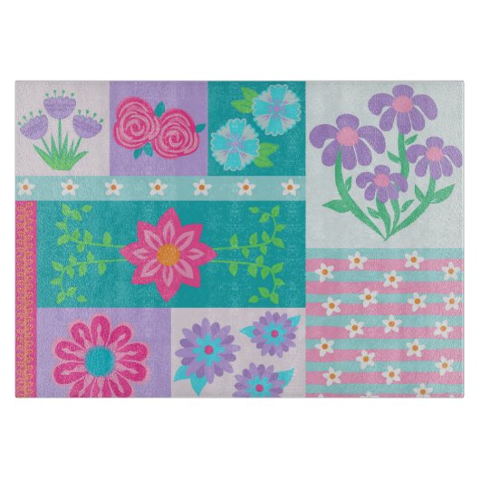Planche À Découper Conception de fleurs vibrantes en fleurs (Devant)