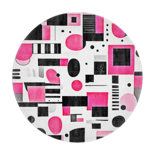 Planche À Découper Conception de géométrie rose Art Pop (Devant)