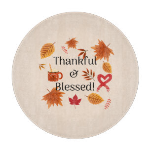 Planche À Découper Conception de l'automne reconnaissante et bénie