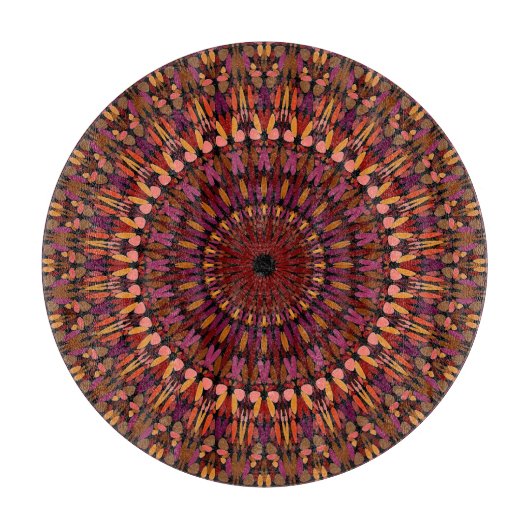 Planche À Découper Conception de mandala marron floral (Devant)