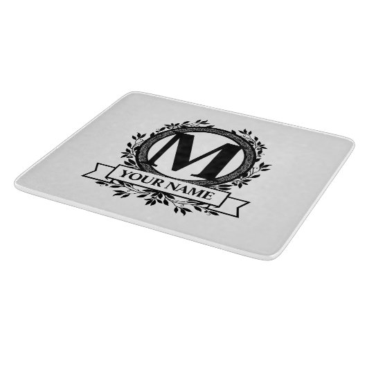 Planche À Découper Conception de monogramme floral (Coin)