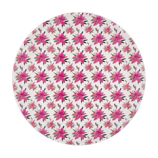 Planche À Découper Conception de motif floral Fleurs roses (Devant)