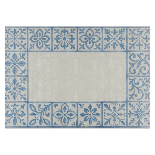 Planche À Découper conception de papeterie bleue de carreau d'Azulejo (Devant)