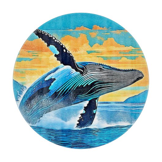 Planche À Découper Conception de saut de liberté océanique de baleine (Devant)