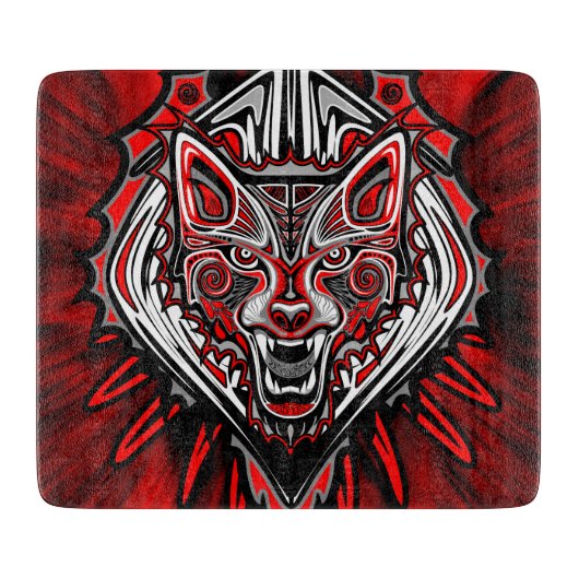 Planche À Découper Conception de totem tribal Haida Loup (Devant)