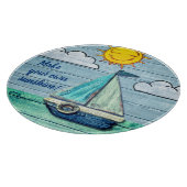 Planche À Découper Conception en verre ronde de plage de bois de (Coin)