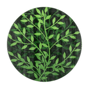 Planche À Découper Conception feuillue élégante verte de branches