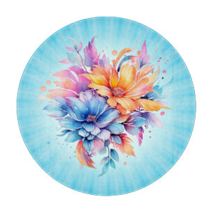 Planche À Découper Conception Fleurs Florales Aquarelle-24683