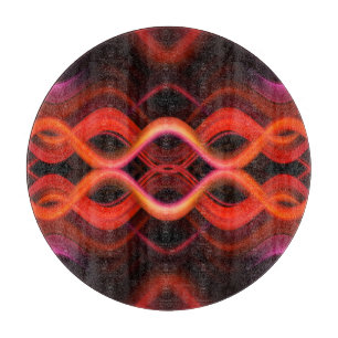 Planche À Découper Conception géométrique des lignes ondulées rouges.