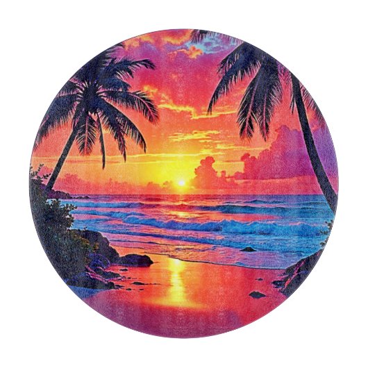Planche À Découper Conception Tropical Sunset Paradise (Devant)