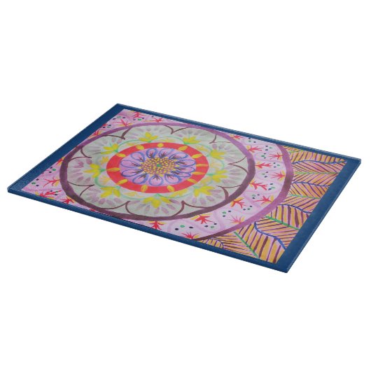 Planche À Découper Conception vibrante de mandala d'aquarelle avec le (Coin)