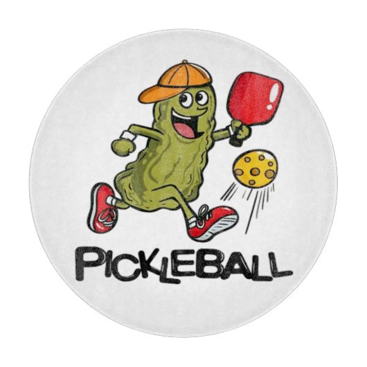 Planche À Découper Concombre Drôle Jouant Pickleball (Devant)