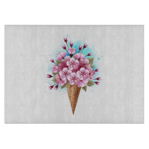 Planche À Découper Cône rose Sakura crème glacée gaufre