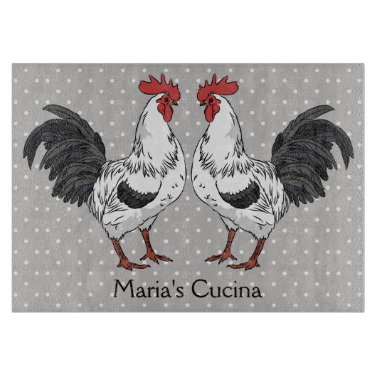 Planche À Découper Conseil blanc élégant de taille du verre de coq (Devant)