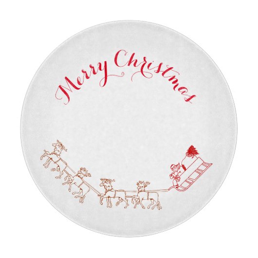 Planche À Découper Conseil de coupe - Père Noël et Sa Sleigh (Devant)