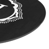 Planche À Découper Conseil rond de taille du verre de monogramme noir (Coin)