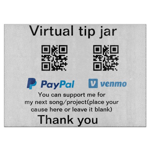 Planche À Découper Conseil virtuel jar q r code argent don PayPal ven (Devant)