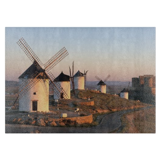 Planche À Découper Consuegra, La Mancha, Espagne, moulins à vent (Devant)